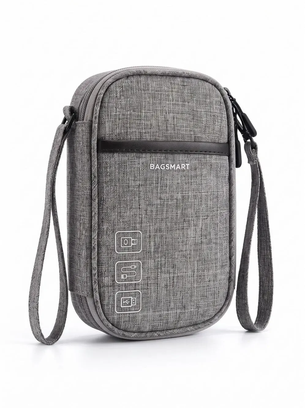 Bagsmart Grey Electronics Cable Travel Organizer Minimalist 8x5 Bag Pouch